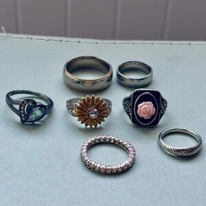 Mixed Ring Bundle / Grab Bag – 7 Rings |Titanium - Silver Tone
